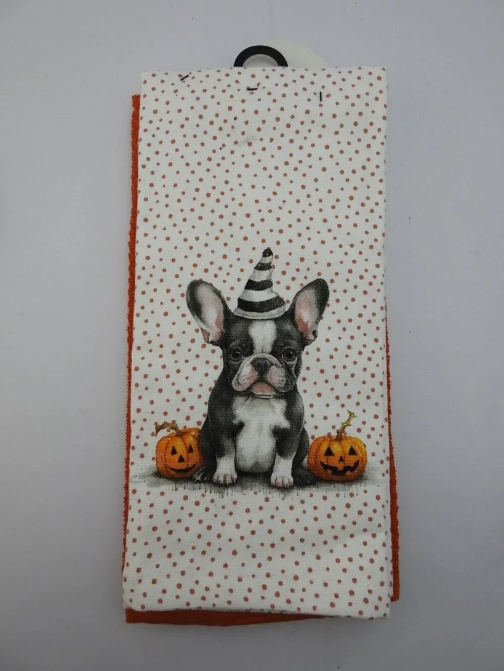 Halloween Boston Terrier Dog Kitchen Towels 3 Pack Orange Pumpkin NWT Bulldog